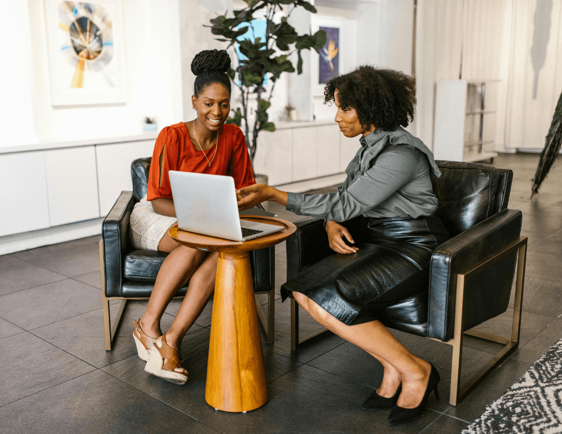 Two women talking